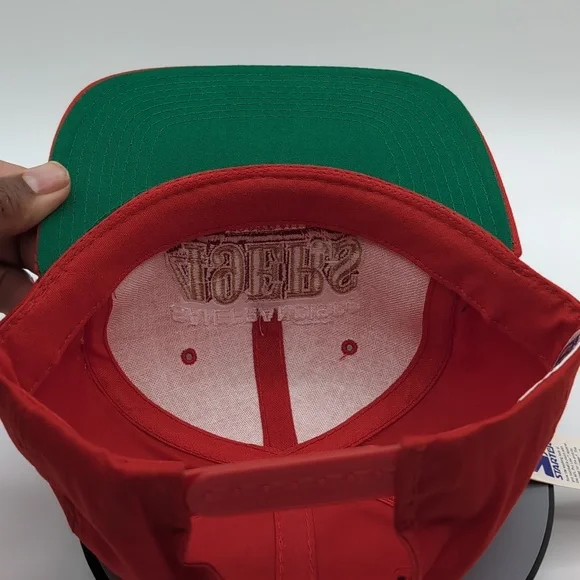 Starter|NWT Vintage NFL San Francisco 49ers Red Sports Cap Snap Back Green Brim - Picture 11 of 12
